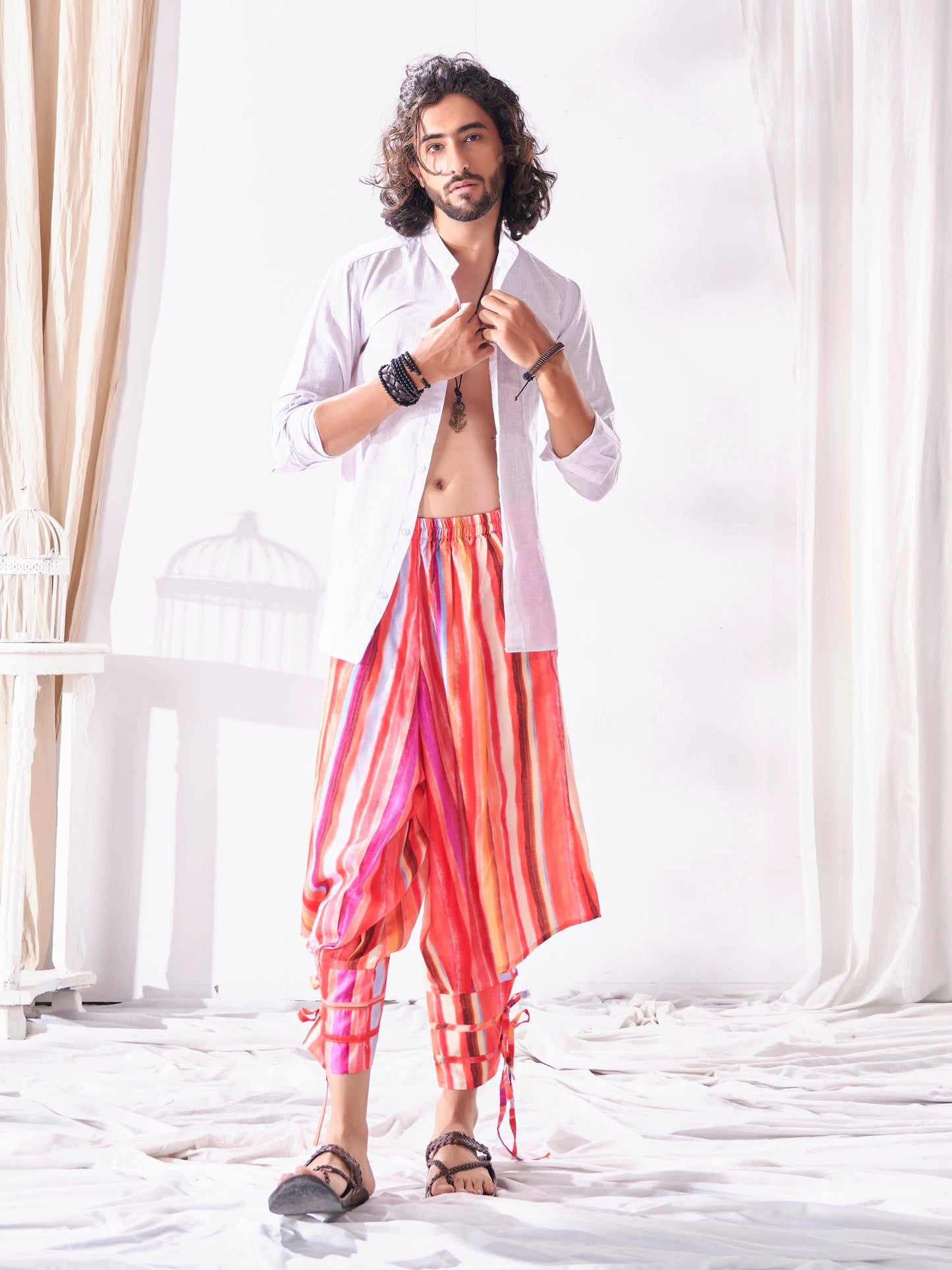 Buy Men's Multi Coloured Cut Out Boho Hippy Harem Pants For Yoga Dance Travel Unisex Pant