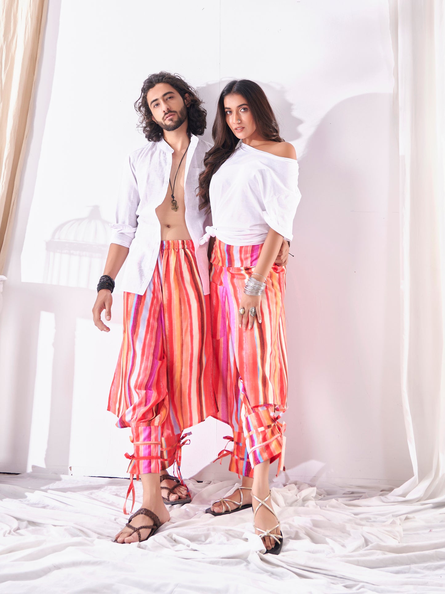 Buy Men's Multi Coloured Cut Out Boho Hippy Harem Pants For Yoga Dance Travel Unisex Pant