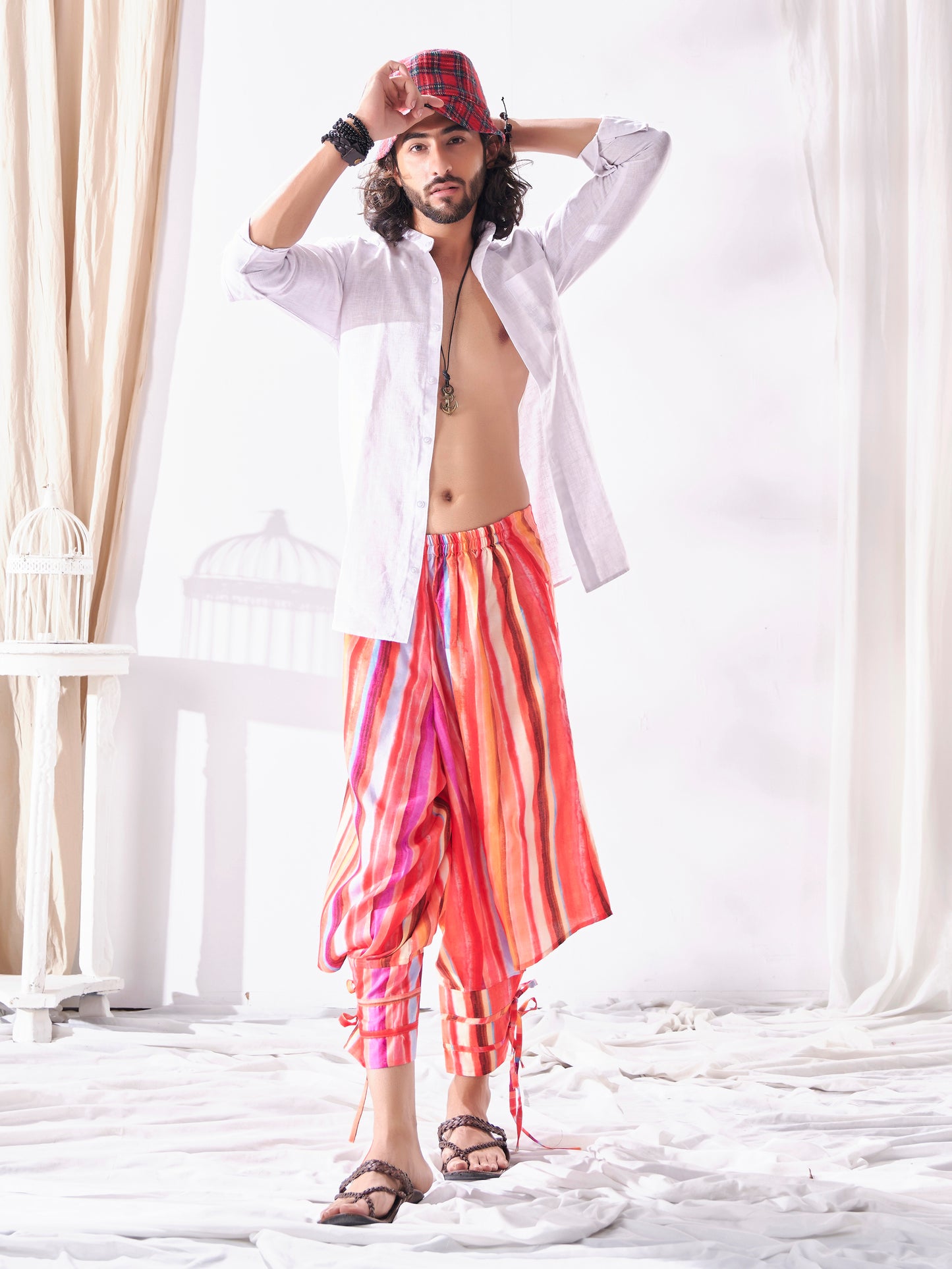 Buy Men's Multi Coloured Cut Out Boho Hippy Harem Pants For Yoga Dance Travel Unisex Pant