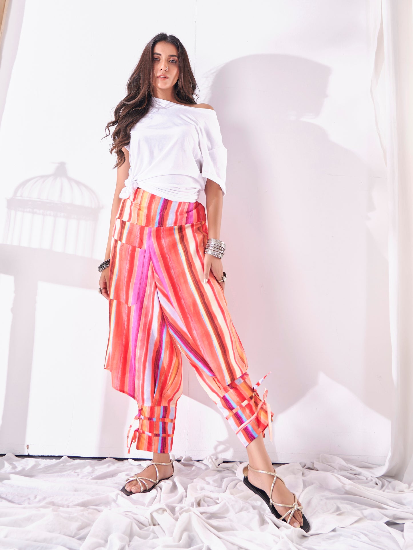 Buy Women's Women's Multi Coloured Cut Out Boho Hippy Harem Pants For Dance Travel Yoga
