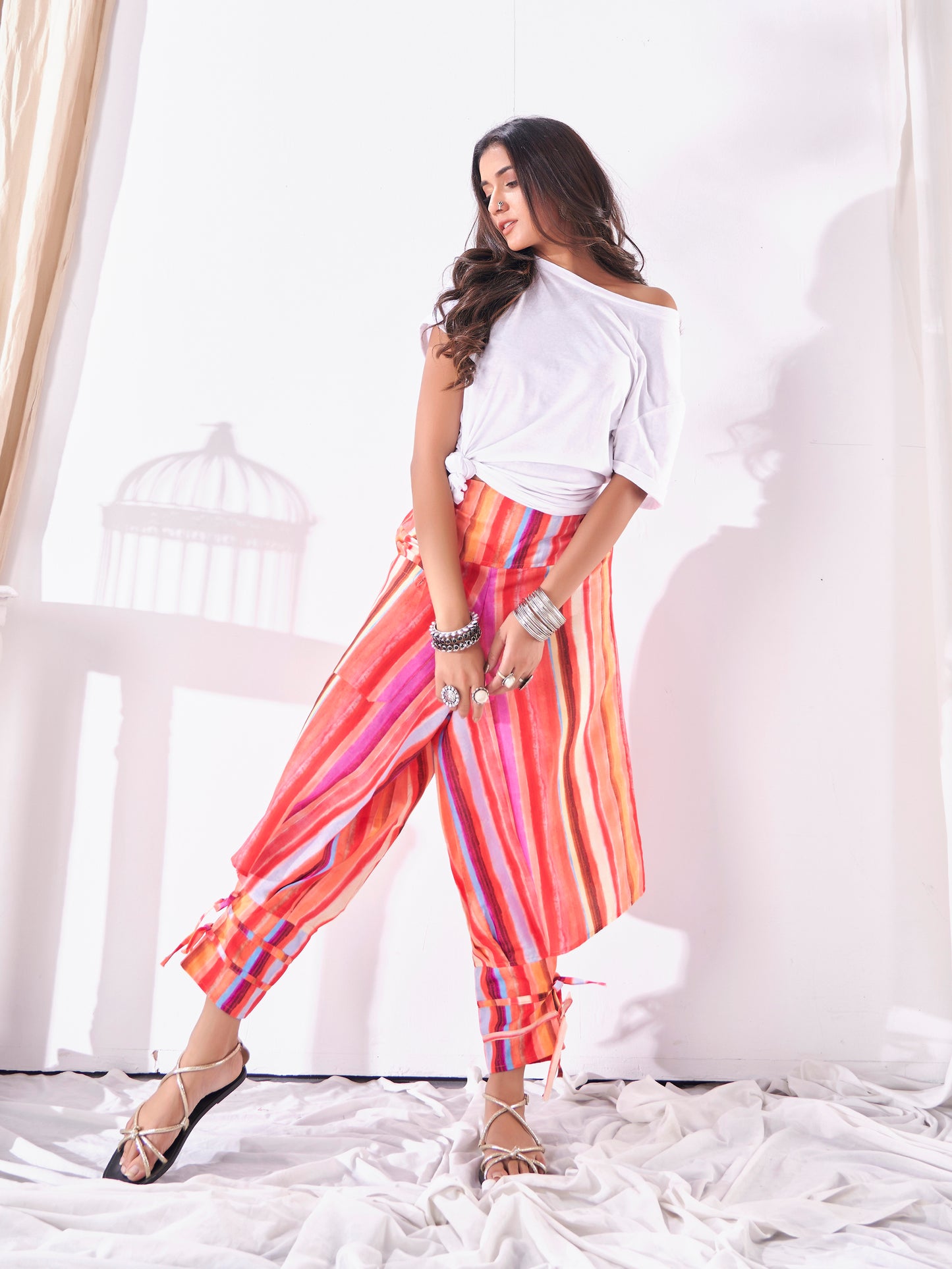 Buy Women's Women's Multi Coloured Cut Out Boho Hippy Harem Pants For Dance Travel Yoga