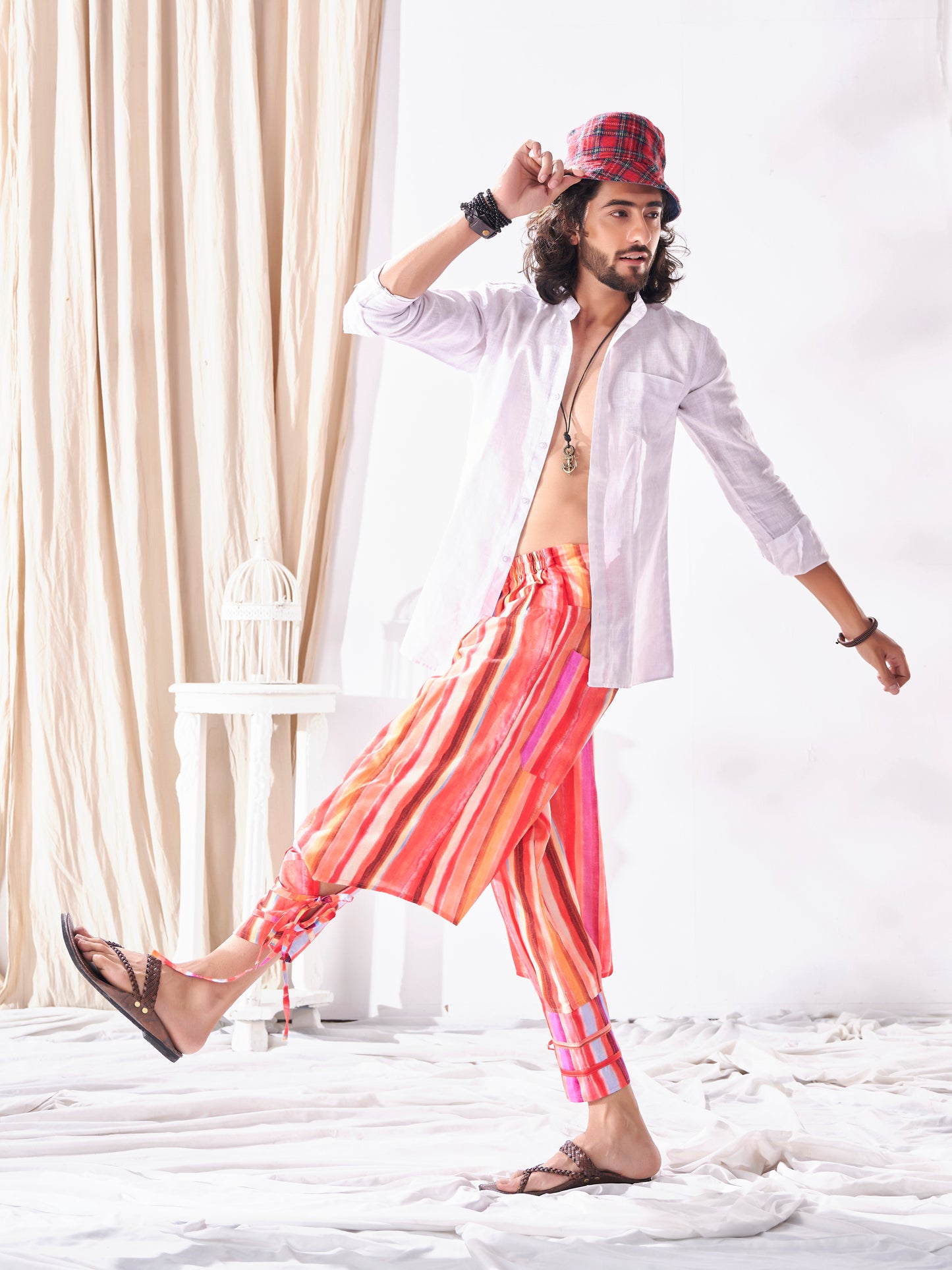 Buy Men's Multi Coloured Cut Out Boho Hippy Harem Pants For Yoga Dance Travel Unisex Pant