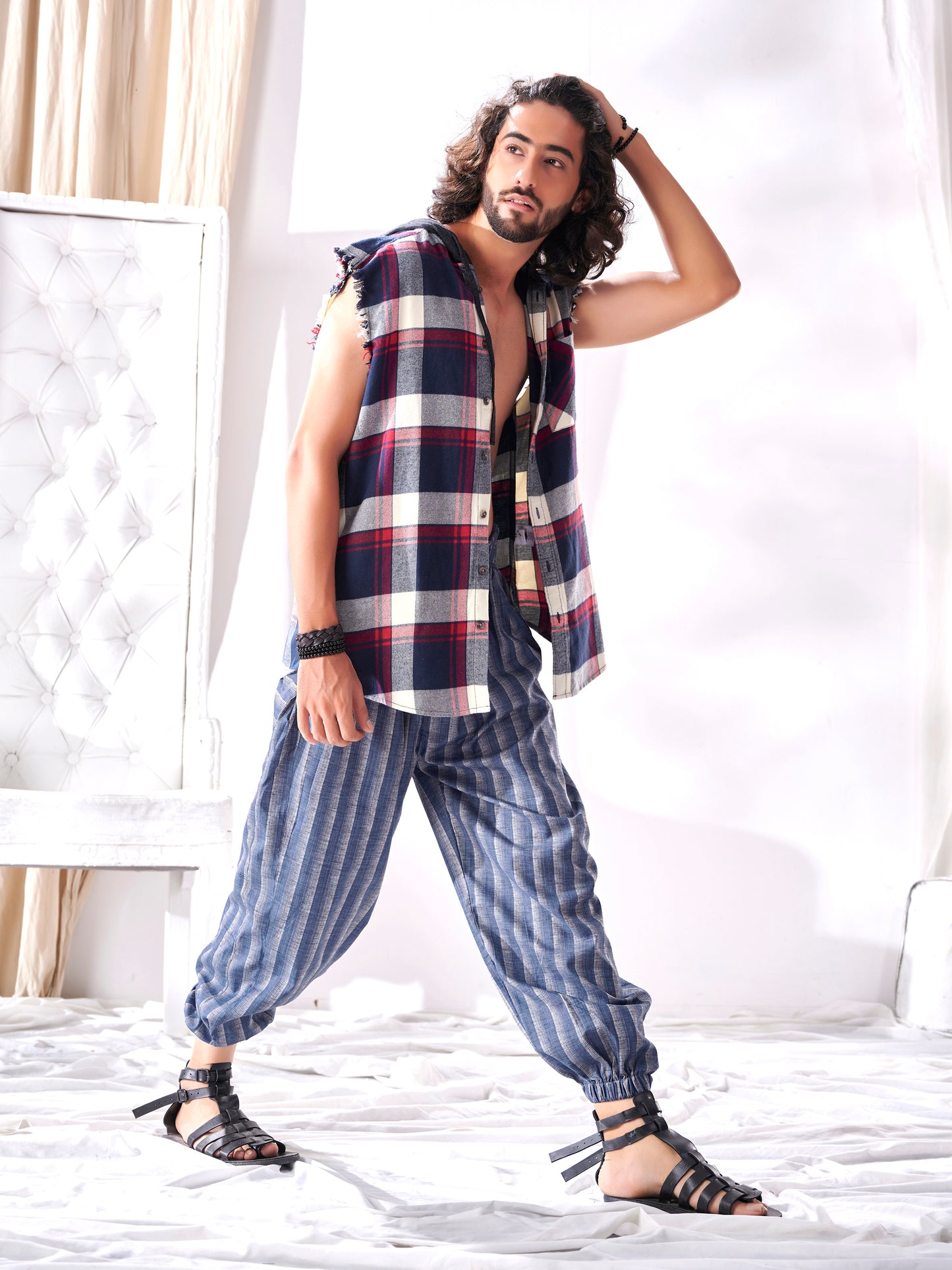 Buy Shades Of Blue Stripes Hoppers Unisex Pants For Men And Women