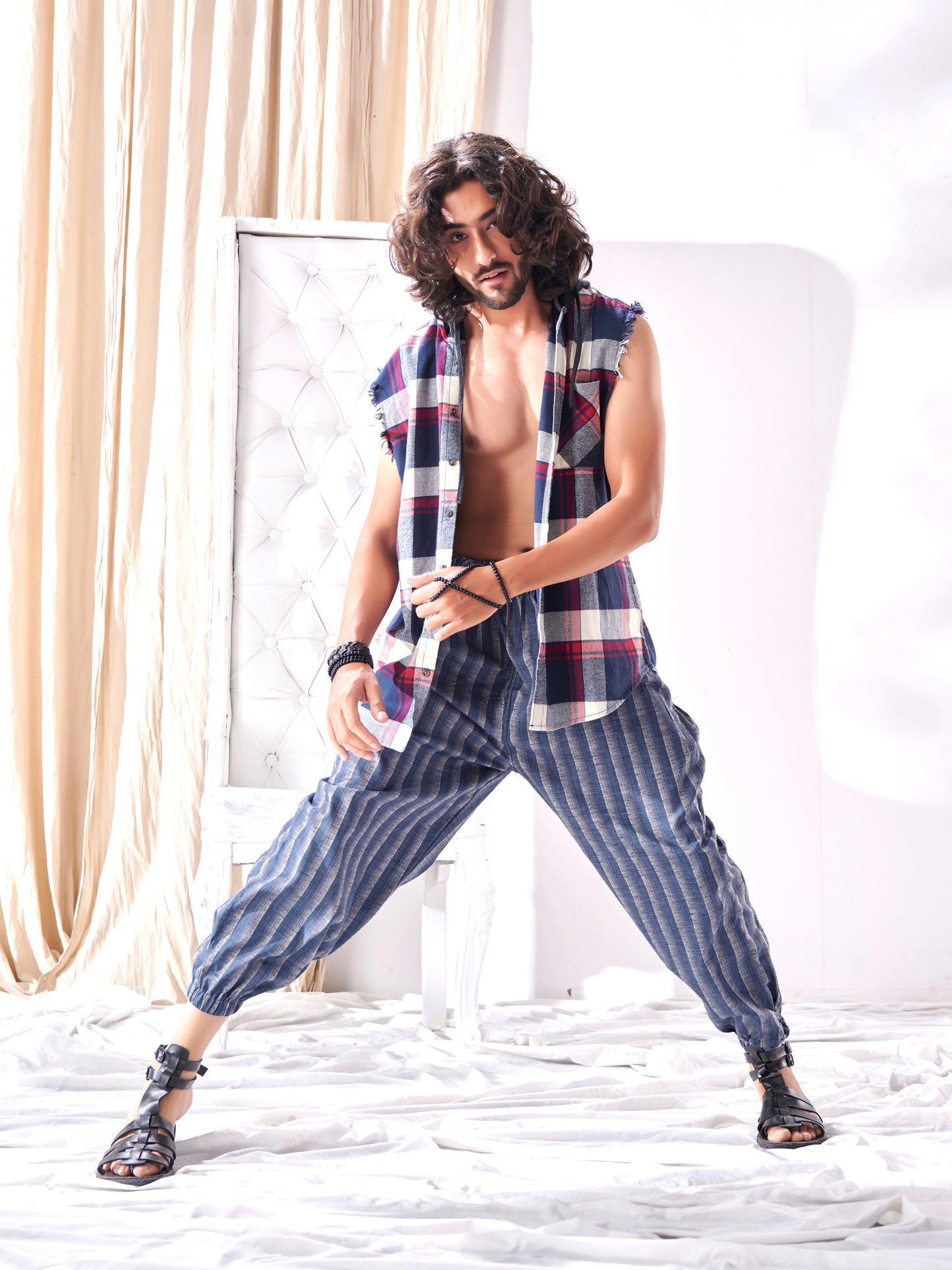 Buy Shades Of Blue Stripes Hoppers Harem Unisex Pants For Men And Women