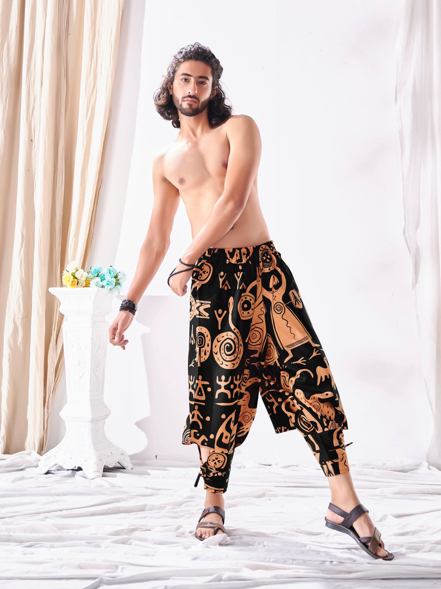 Buy Men's Tribal Print Hippie Harem Balloon Boho Pants For Yoga Dance