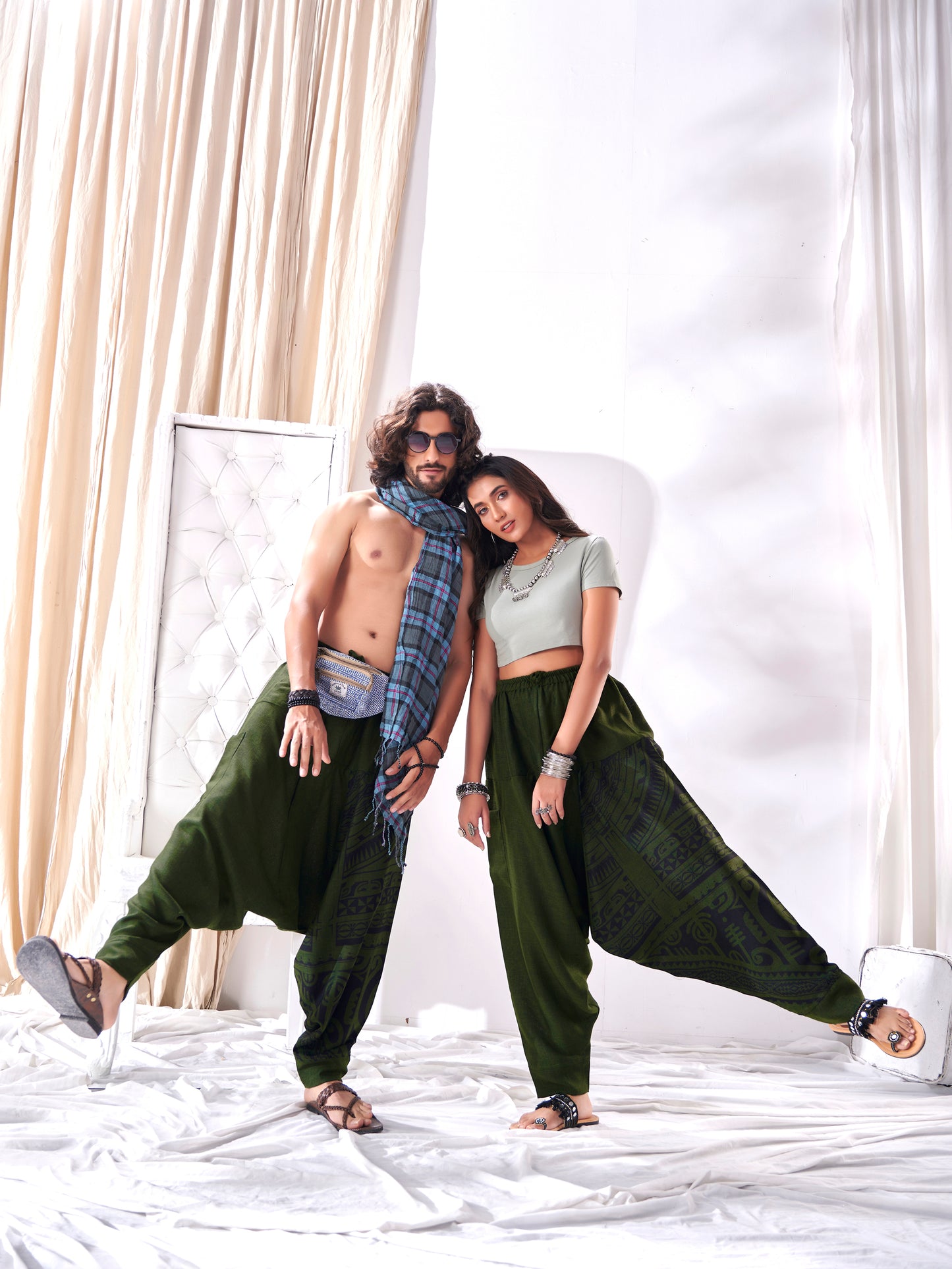 Buy Men's Parachute Style Genie Hippy Boho Harem Pants Unisex Yoga Dance Track Pant