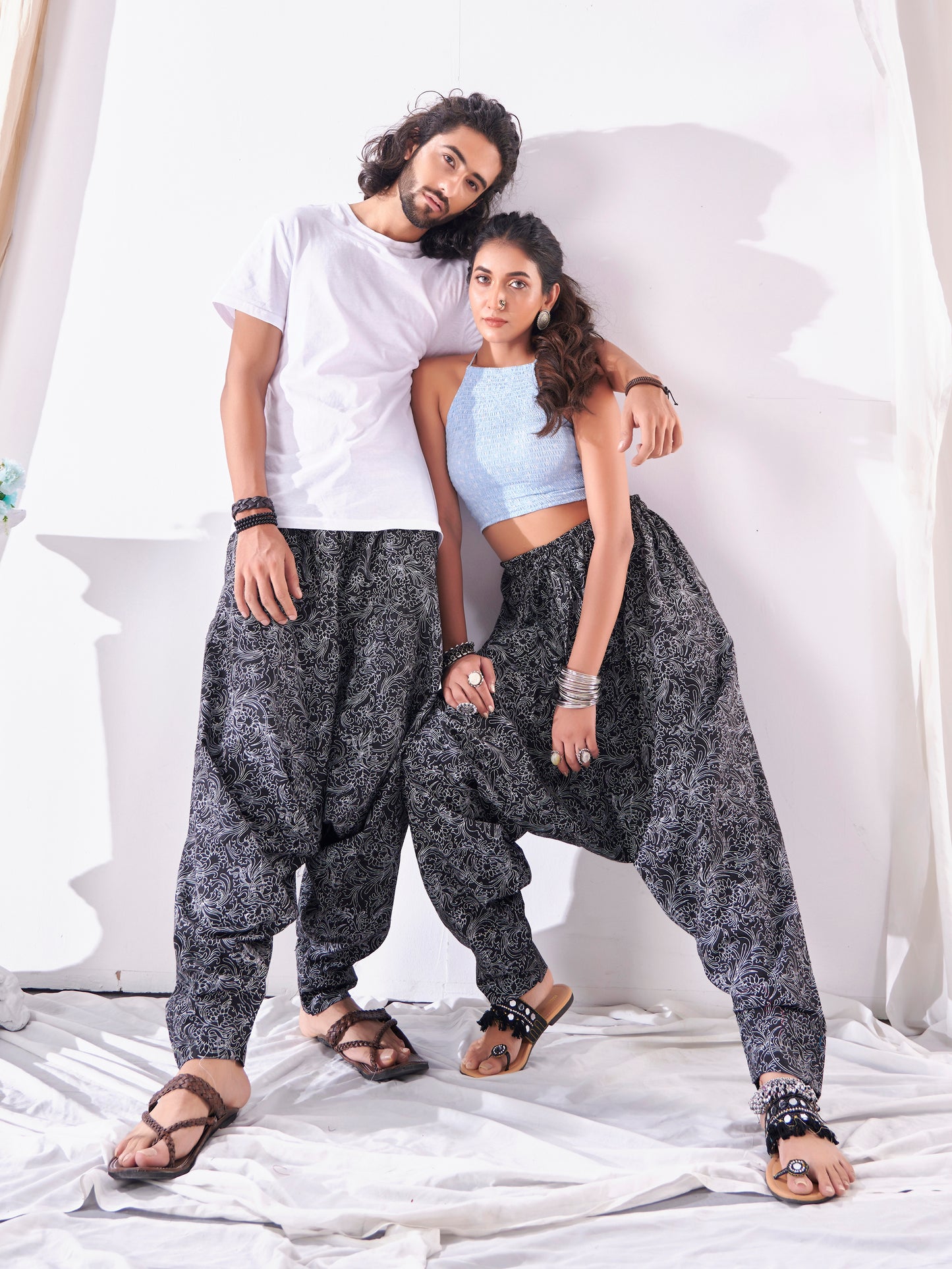Buy Men's Ankled Floral Print Hippy Harem Boho Pant For Travel Pants Unisex Yoga Dance Traveller Track
