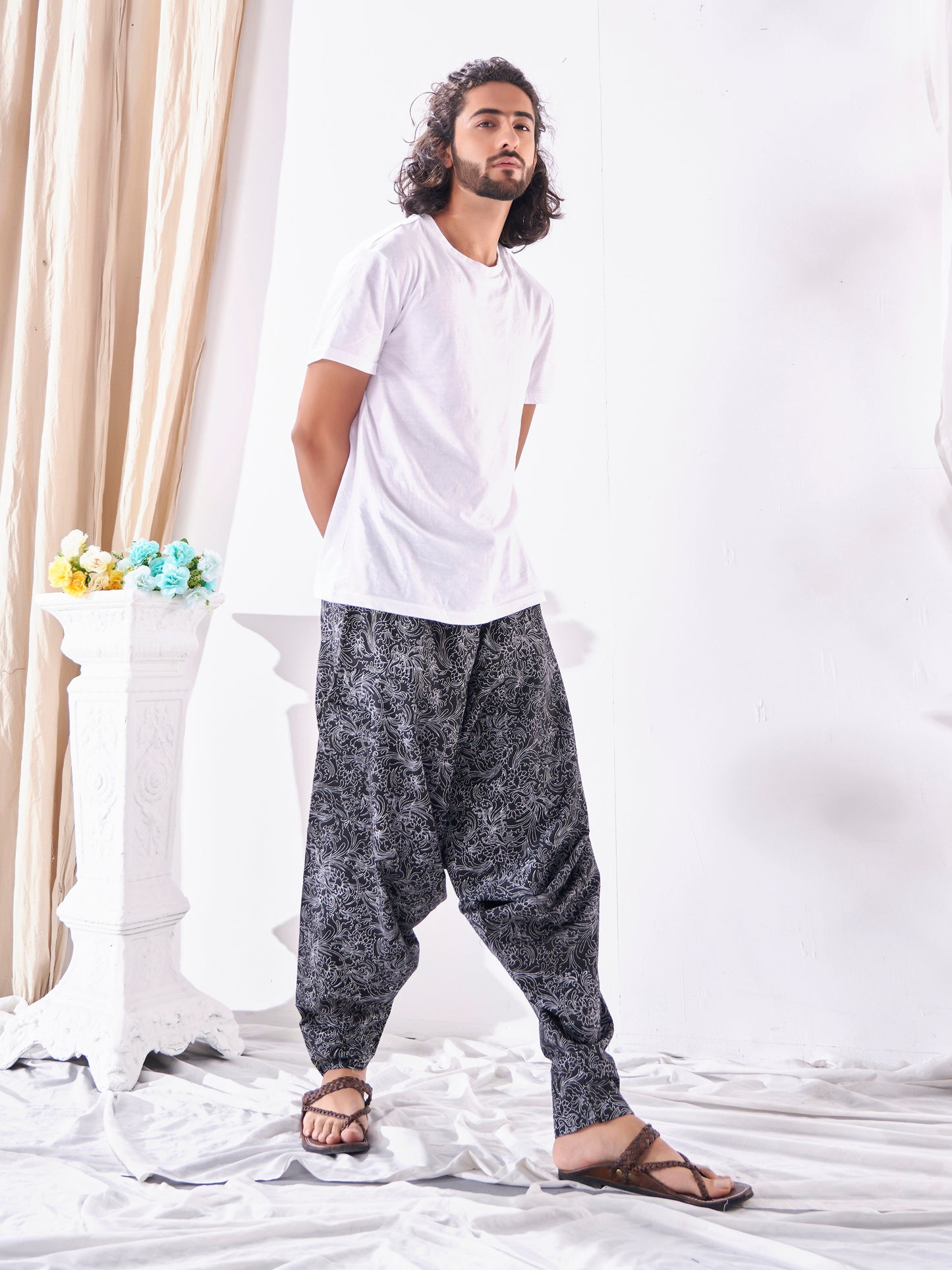 Buy Men's Ankled Floral Print Hippy Harem Boho Pant For Travel Pants Unisex Yoga Dance Traveller Track