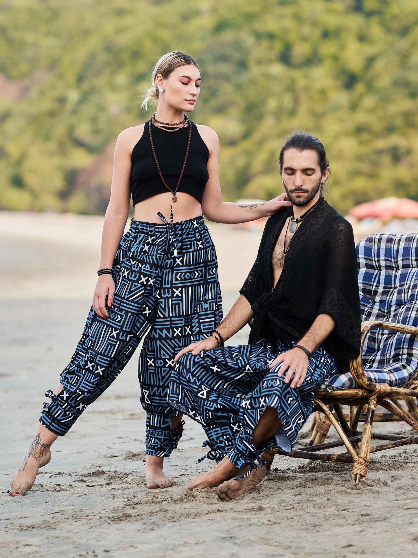 Buy Men's Illustrative Designer Men Hippy Harem Pants For For Dance Unisex Boho pants