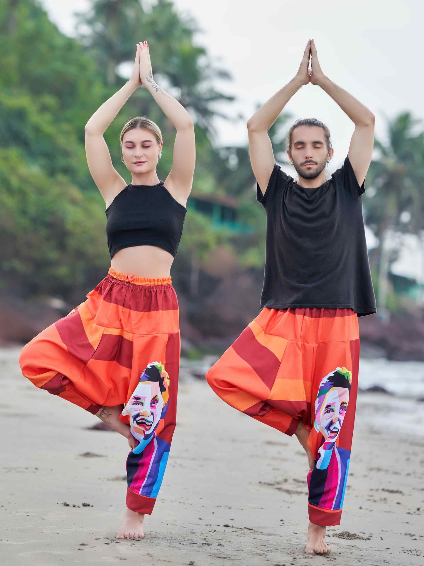 Men's Fierce Lion Bohemian Hippy Harem Pants For Yoga Unisex Travel Track