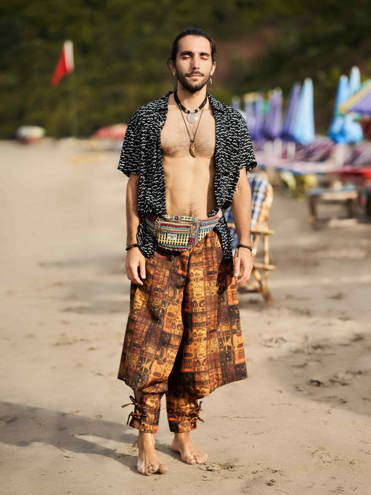 Buy Men's Traditional Vintage Print Hippy Boho Harem Unisex Pants For Travel