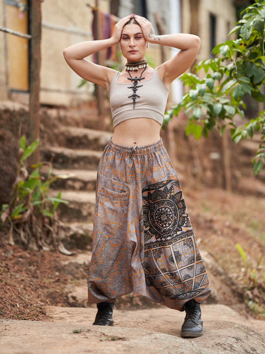 Buy Women's Tribal Mandala Print Balloon Aladdin Harem Pants For Travel Yoga Dance