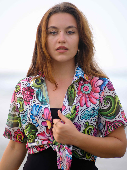 Women's Funky Floral Travel Beach Shirt