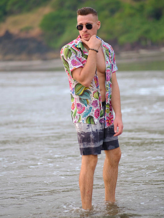 Men's Funky Floral Travel Beach Shirt