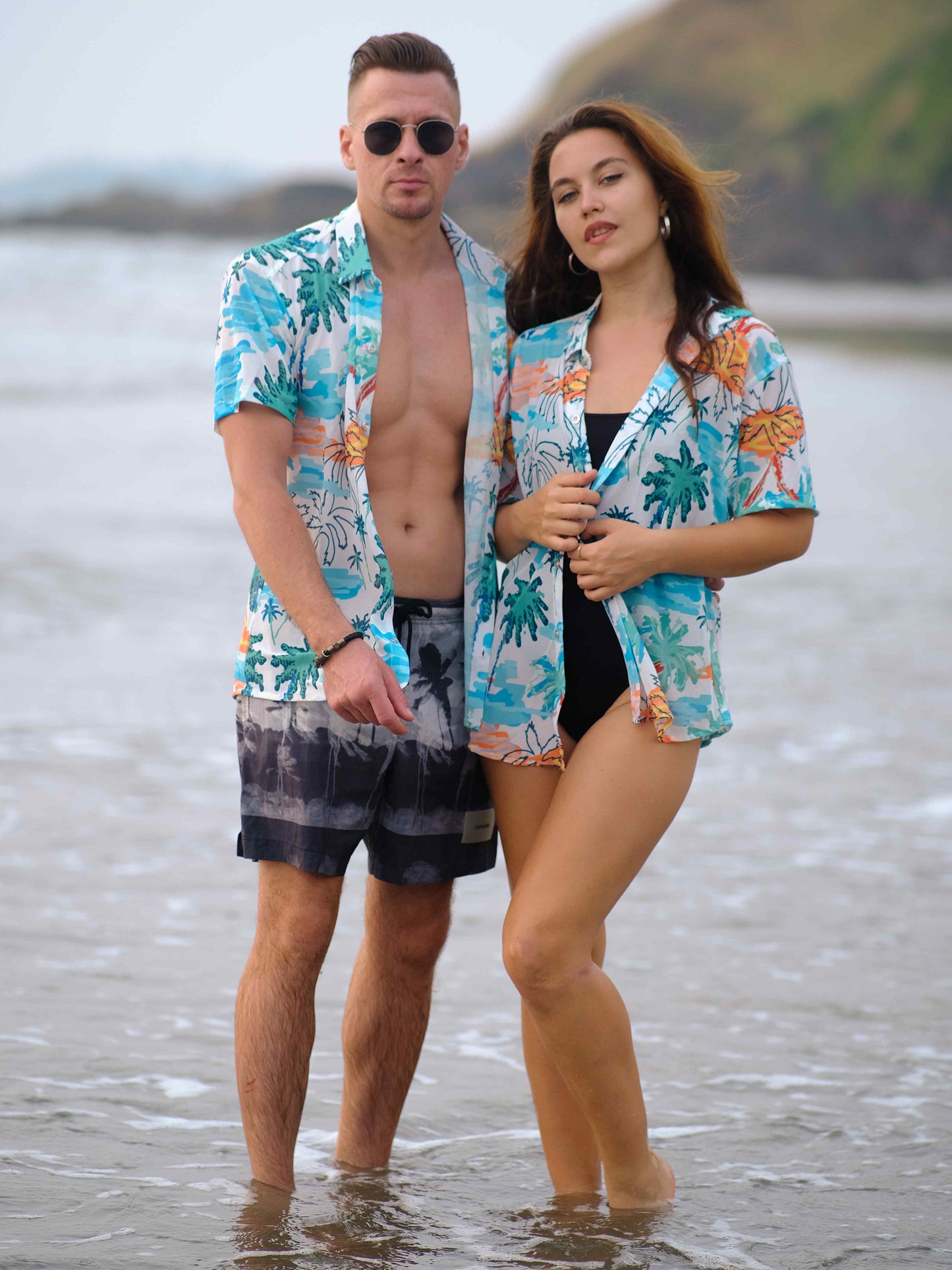 Men's Skyline Oasis Coastal Printed Beach Travel Shirt