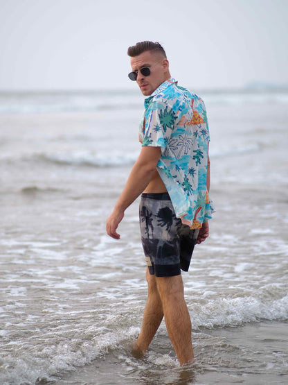 Men's Skyline Oasis Coastal Printed Beach Travel Shirt
