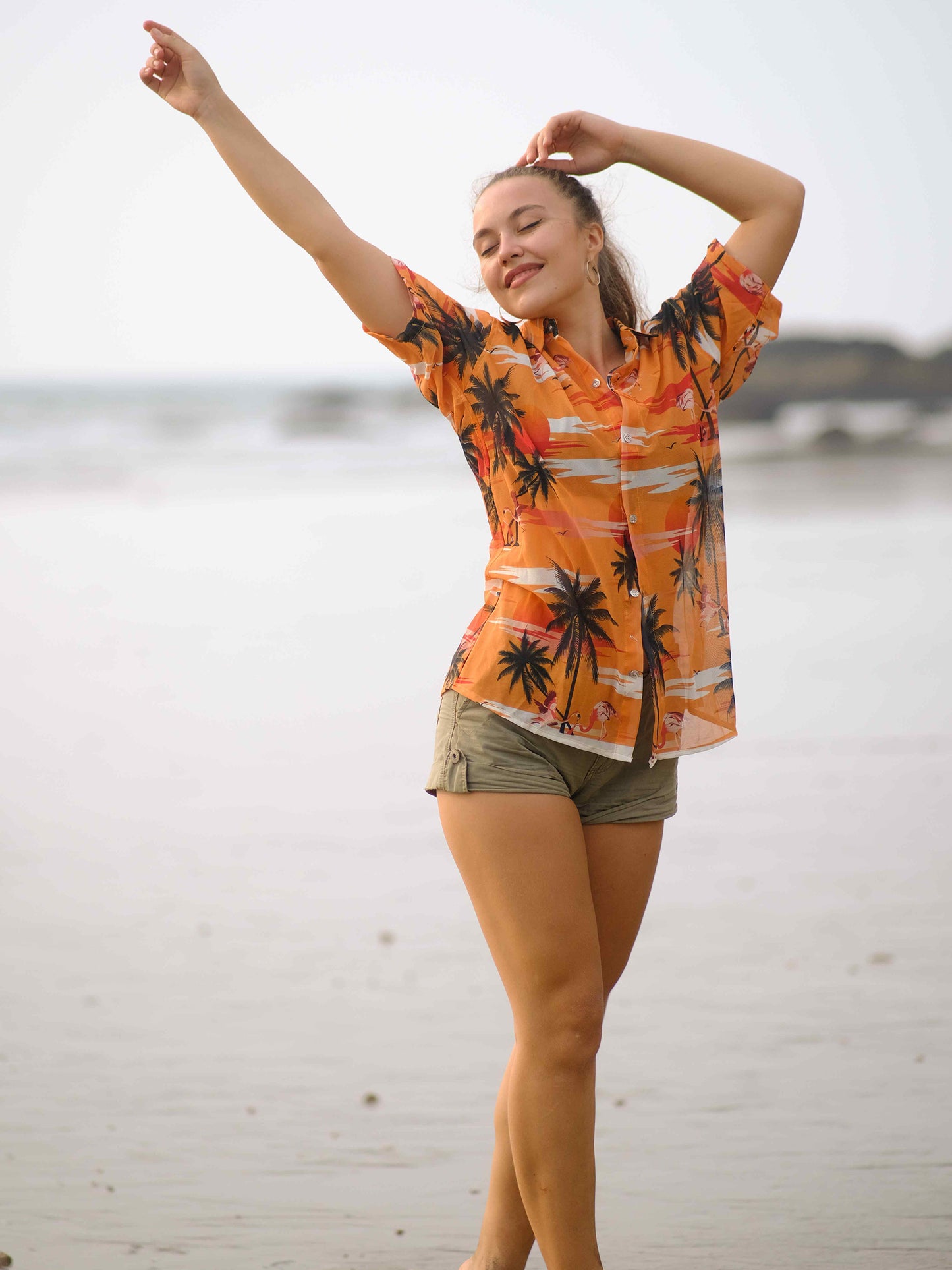 Women's Island Breeze Printed Net Beach Travel Shirt