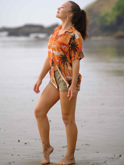 Women's Island Breeze Printed Net Beach Travel Shirt