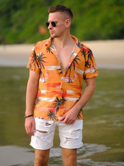 Men's Island Breeze Printed Net Beach Travel Shirt