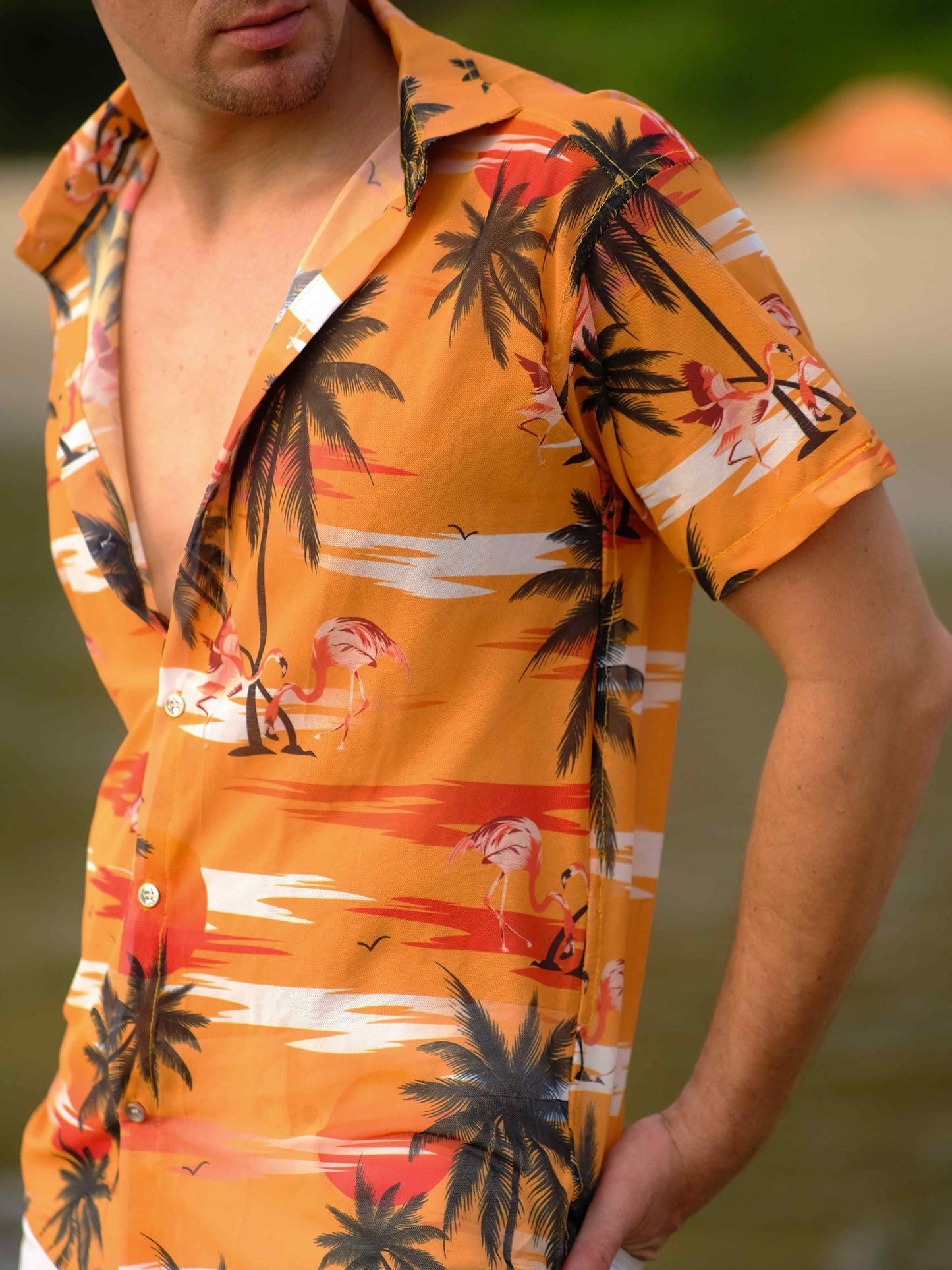 Men's Island Breeze Printed Net Beach Travel Shirt