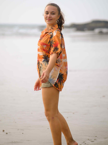 Women's Island Breeze Printed Net Beach Travel Shirt
