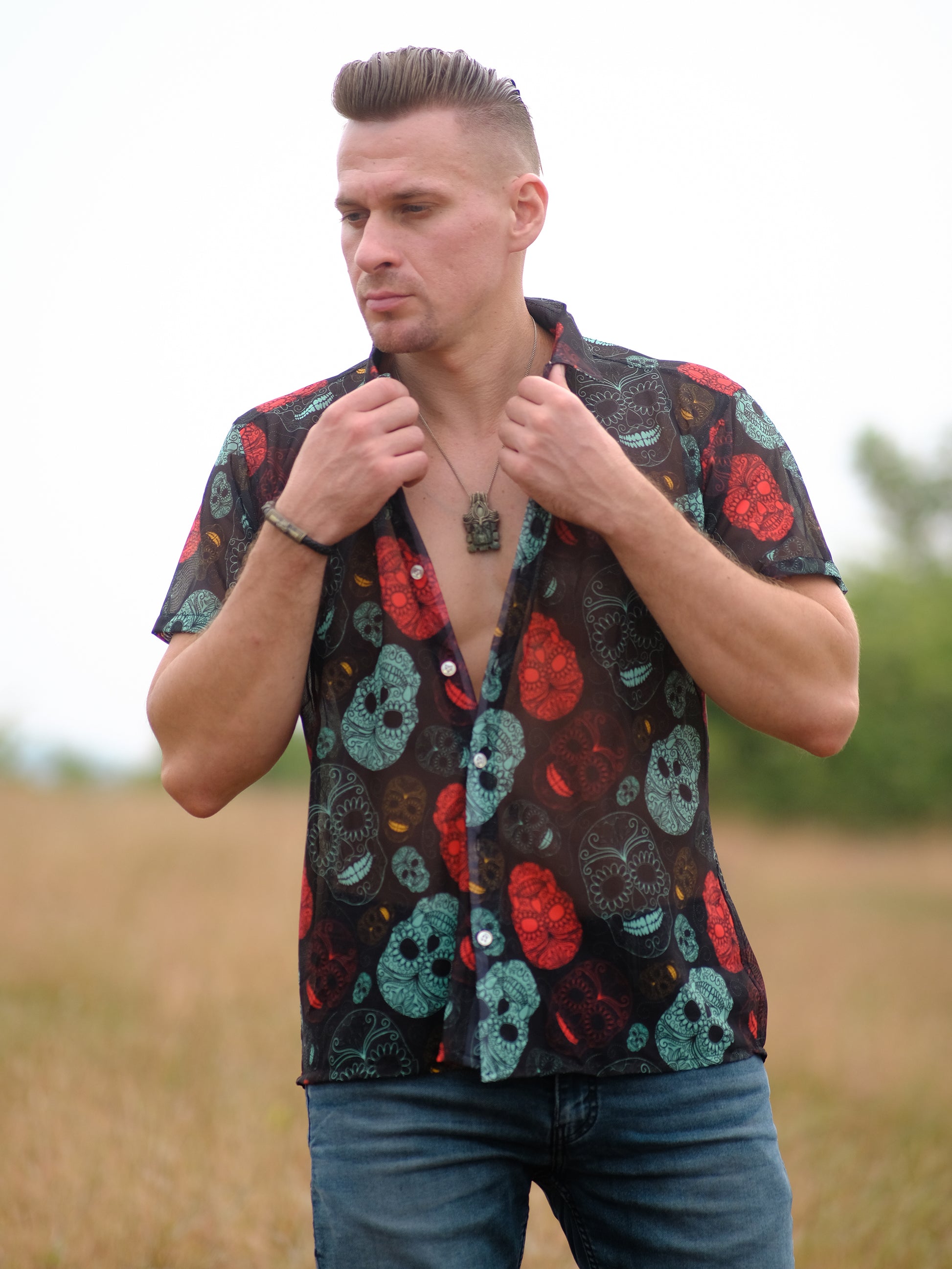 Buy Men's Boho Skull Paradise Beach Travel Shirt