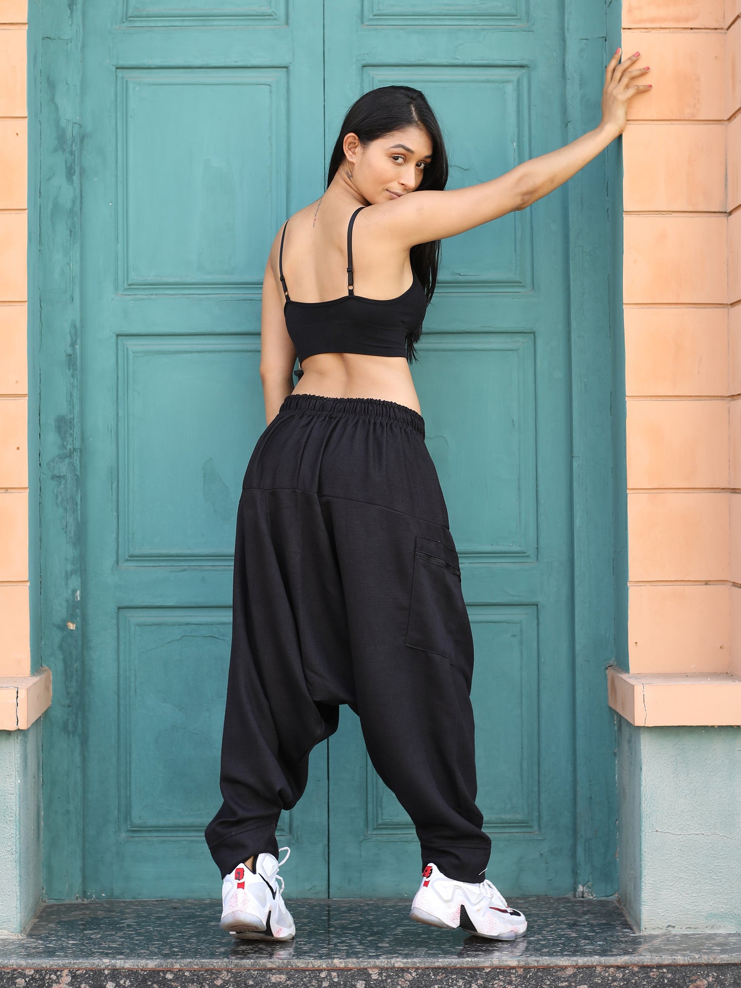 Women's Black Harem Pants For Travel Dance Yoga