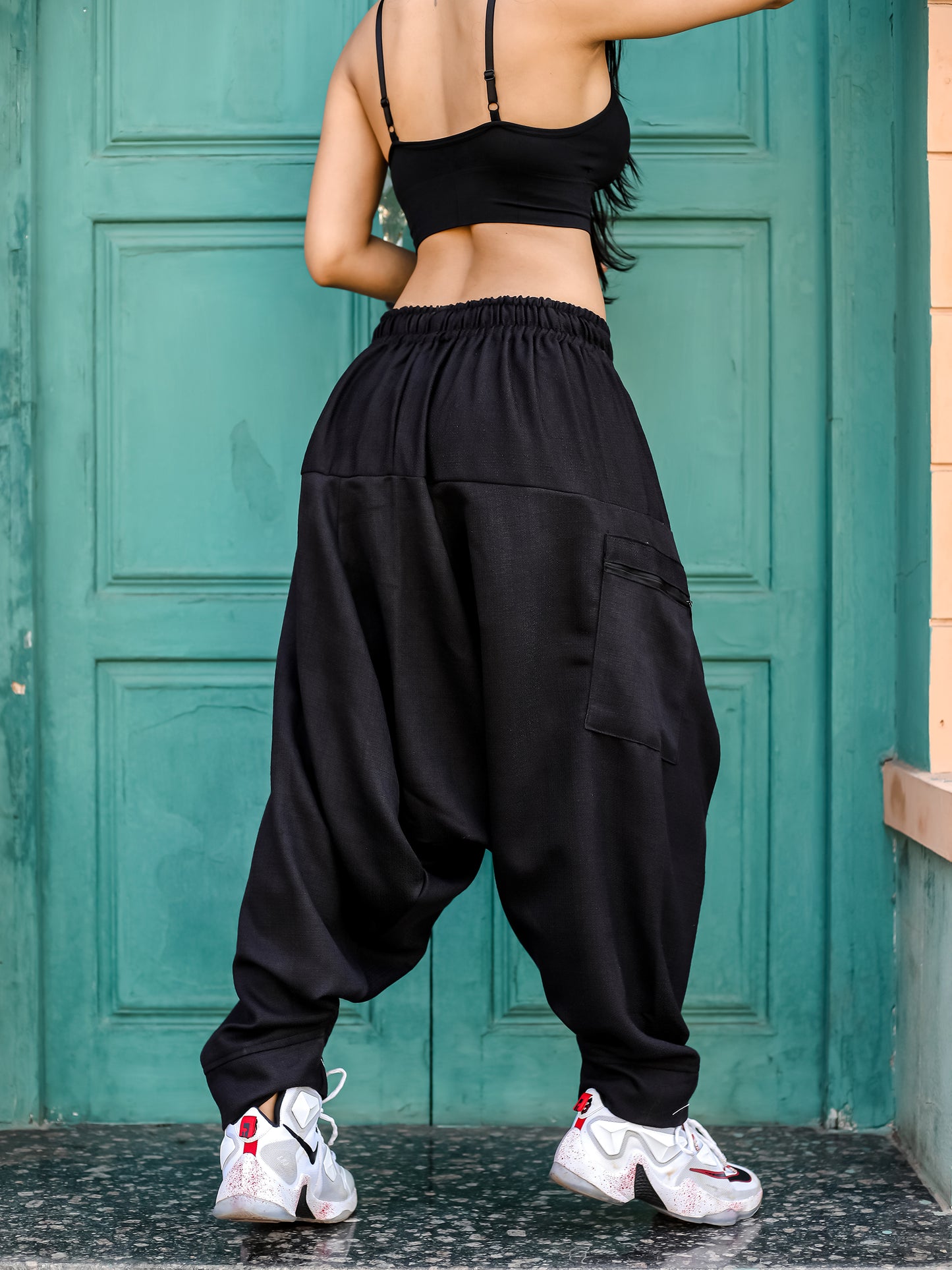 Women's Black Harem Pants For Travel Dance Yoga