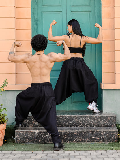 Women's Black Harem Pants For Travel Dance Yoga
