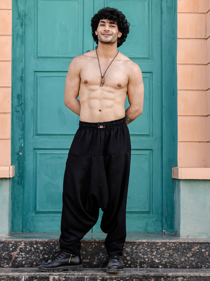 Men's Black Harem Pants For Travel Dance Yoga