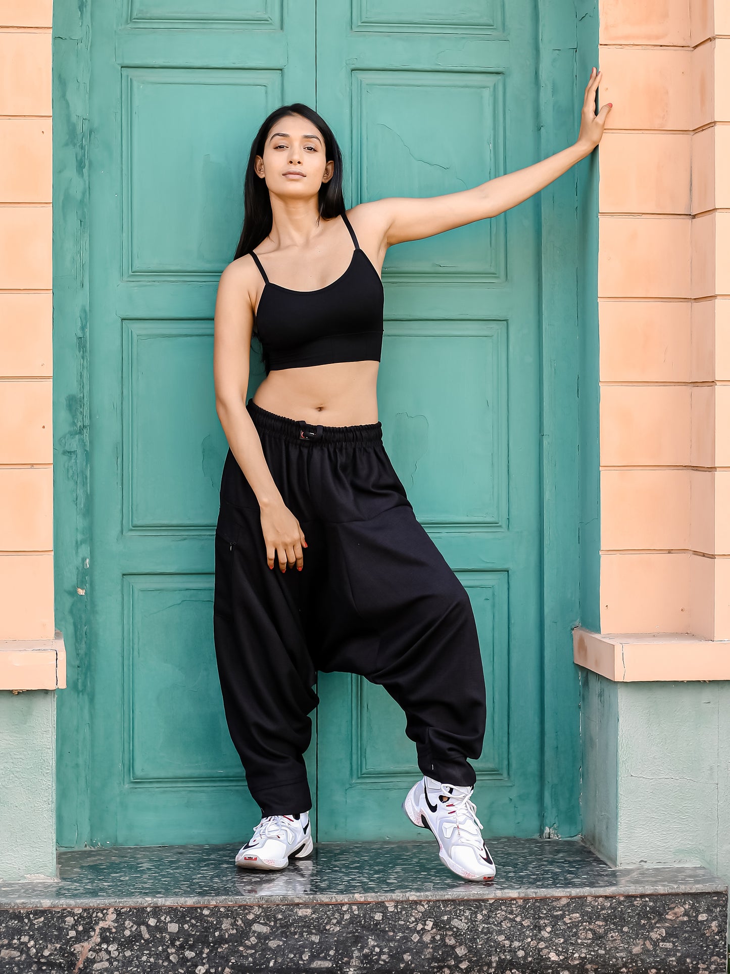 Women's Black Harem Pants For Travel Dance Yoga