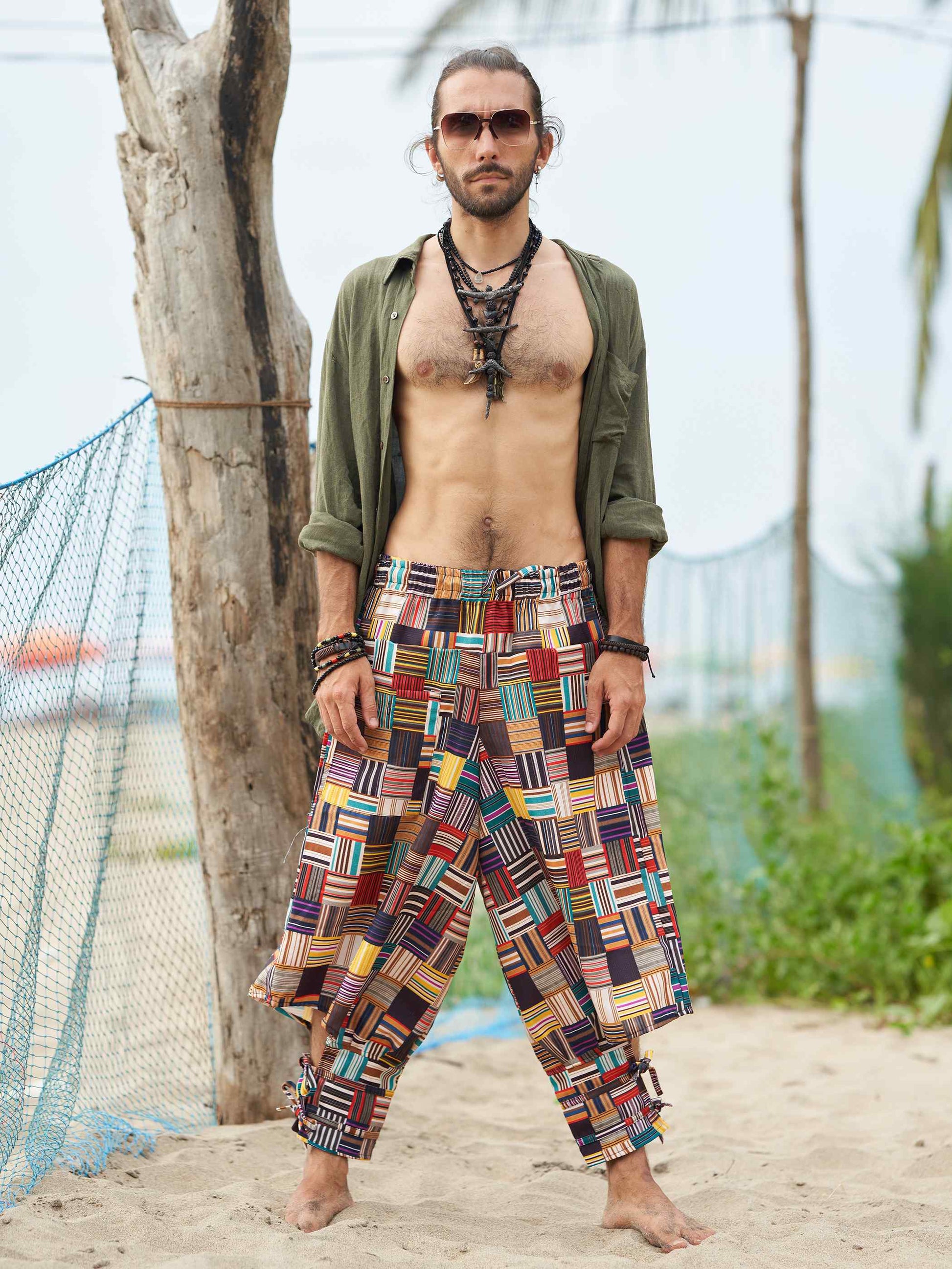 Buy Men's Geometric Genie Bohemian Hippy Balloon Harem Pants For Dance Yoga Travel