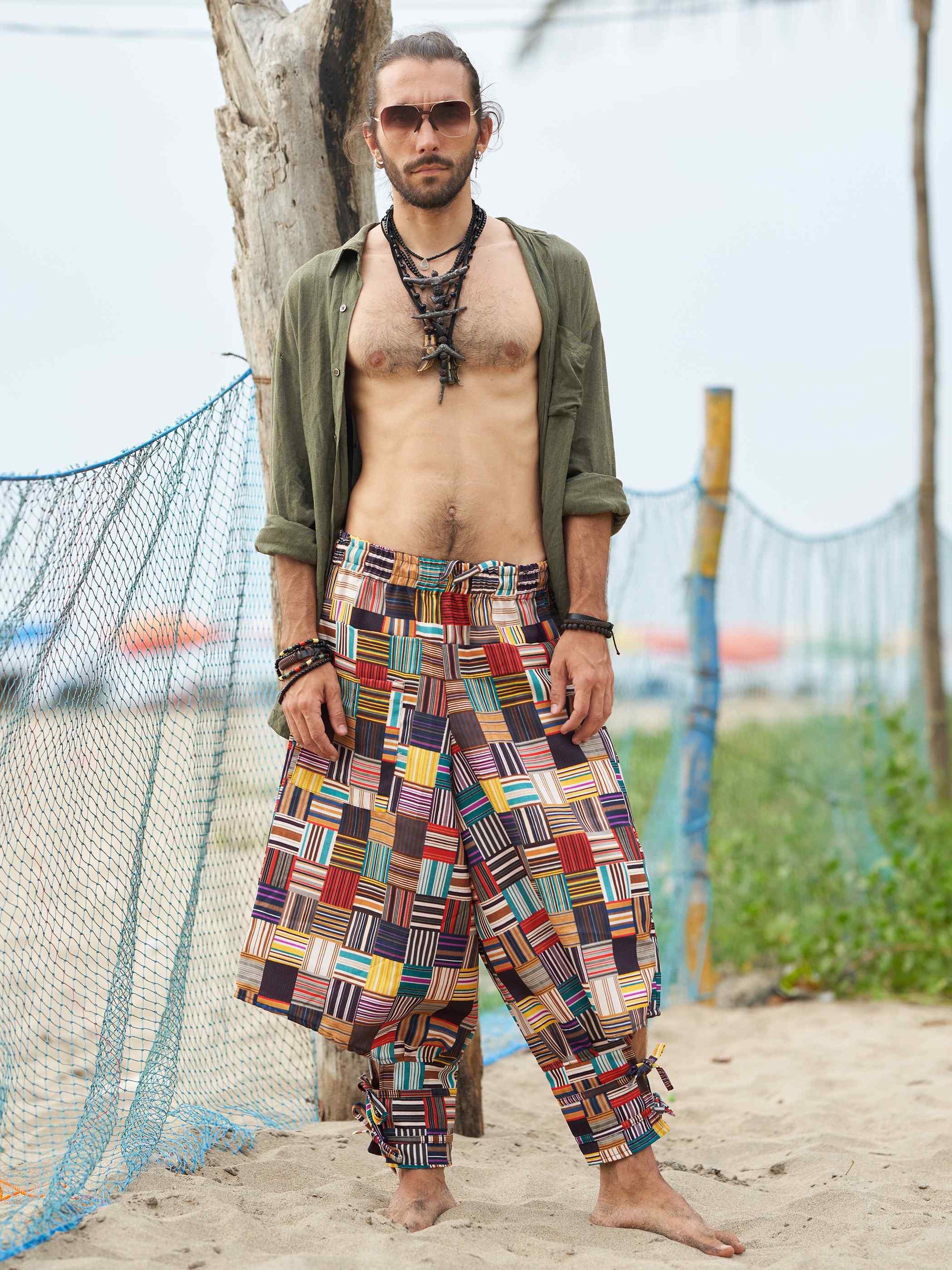 Buy Men's Geometric Genie Bohemian Hippy Balloon Harem Pants For Dance Yoga Travel
