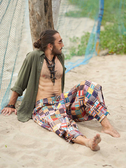 Buy Men's Geometric Genie Bohemian Hippy Balloon Harem Pants For Dance Yoga Travel