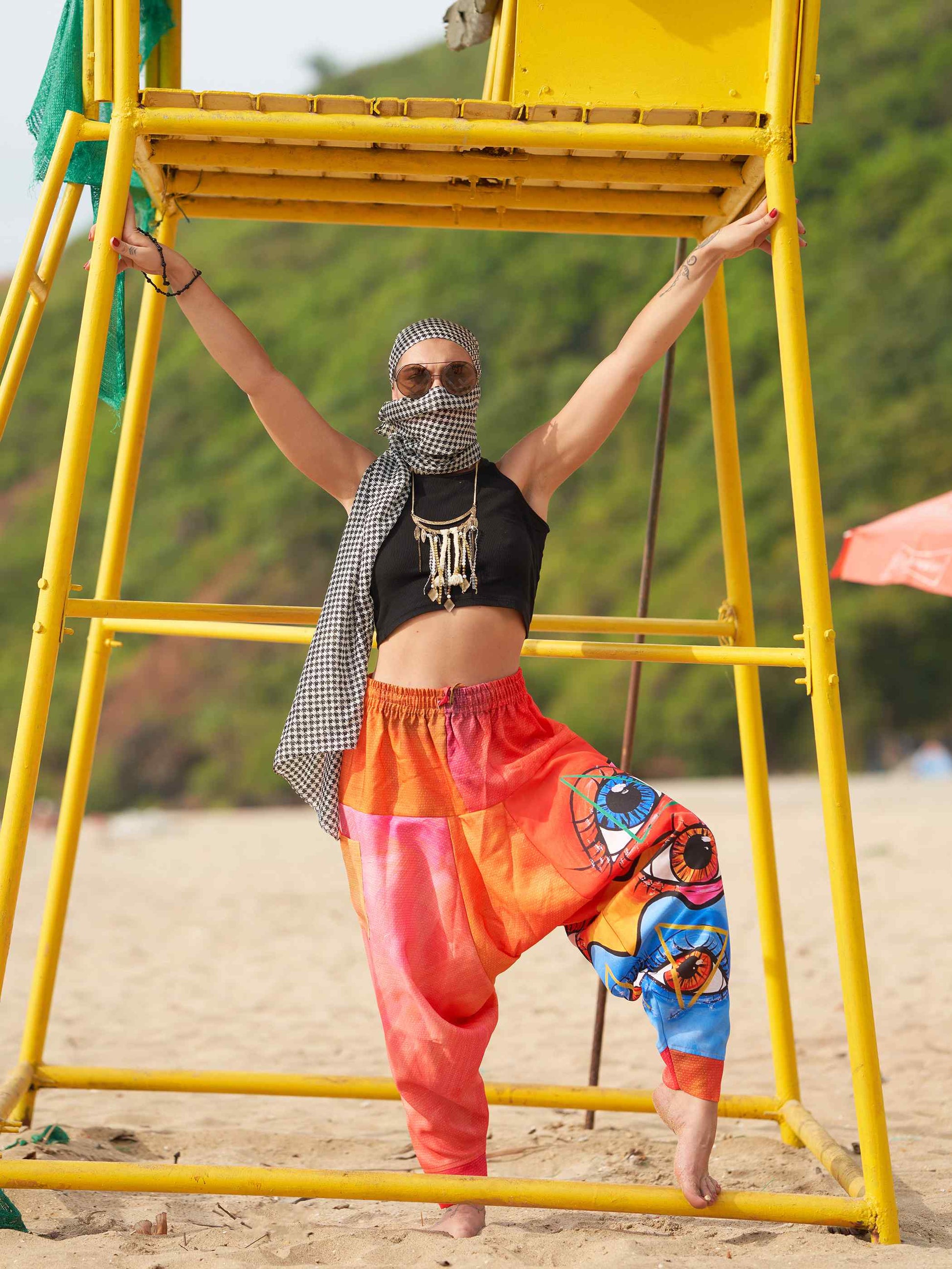 Buy Women's Eye Triangle Bohemian Hippy Harem Pants For Travel Dance Yoga
