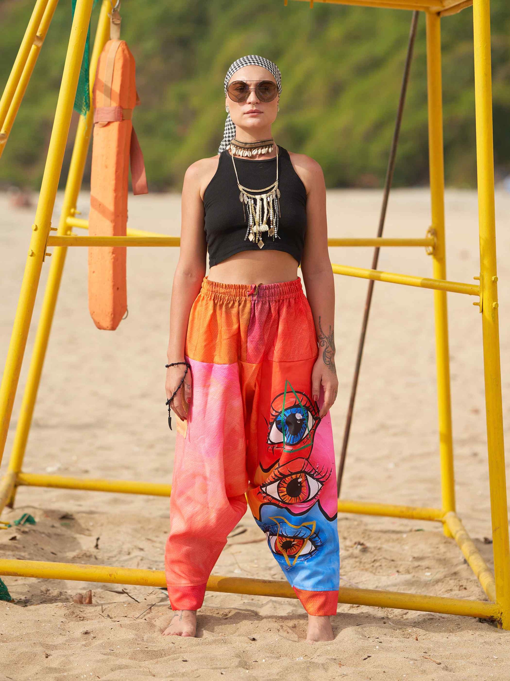 Buy Women's Eye Triangle Bohemian Hippy Harem Pants For Travel Dance Yoga