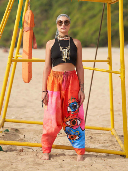 Buy Women's Eye Triangle Bohemian Hippy Harem Pants For Travel Dance Yoga