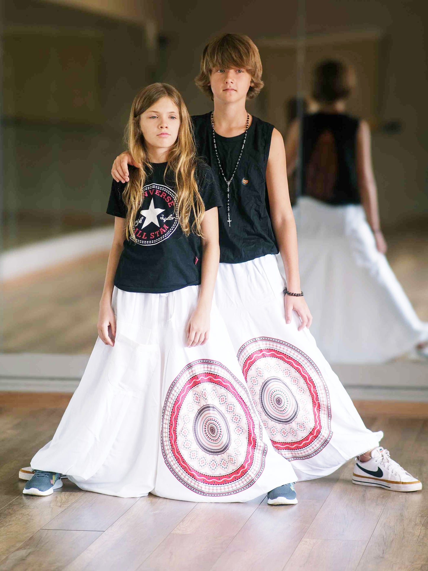 Boy's Kids White Mandala Dhoti Baggy Harem For Dance