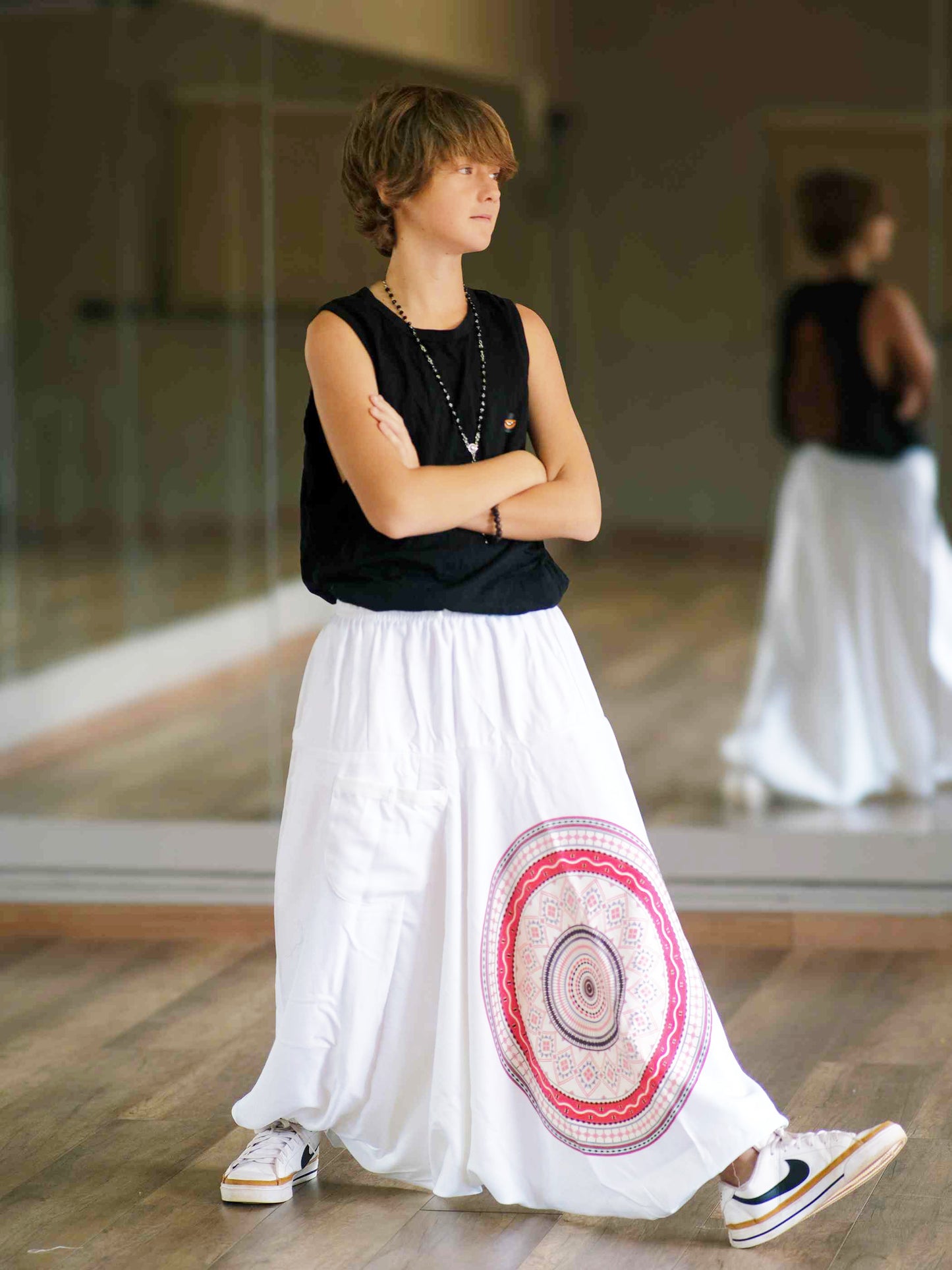 Boy's Kids White Mandala Dhoti Baggy Harem For Dance