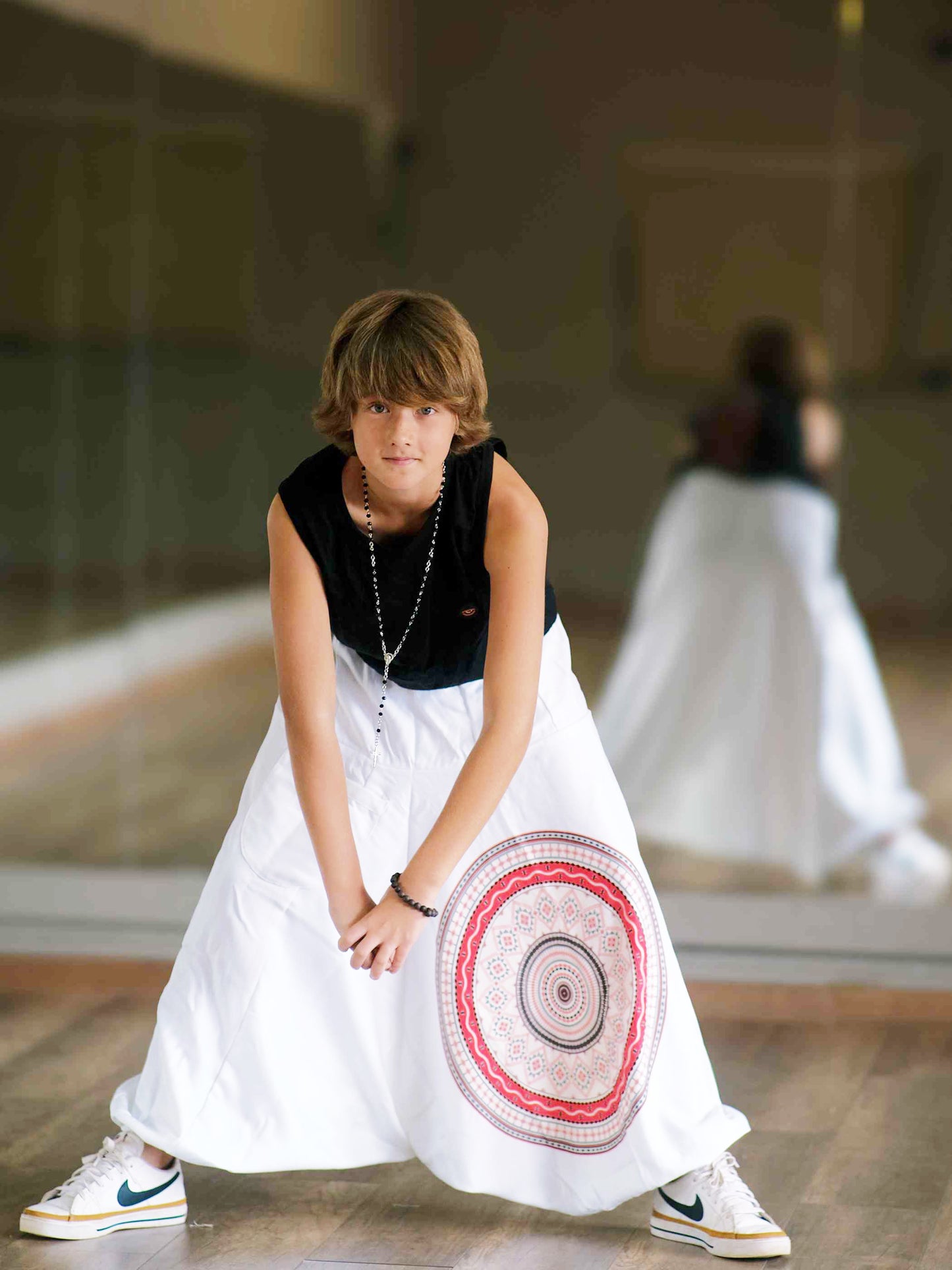 Boy's Kids White Mandala Dhoti Baggy Harem For Dance