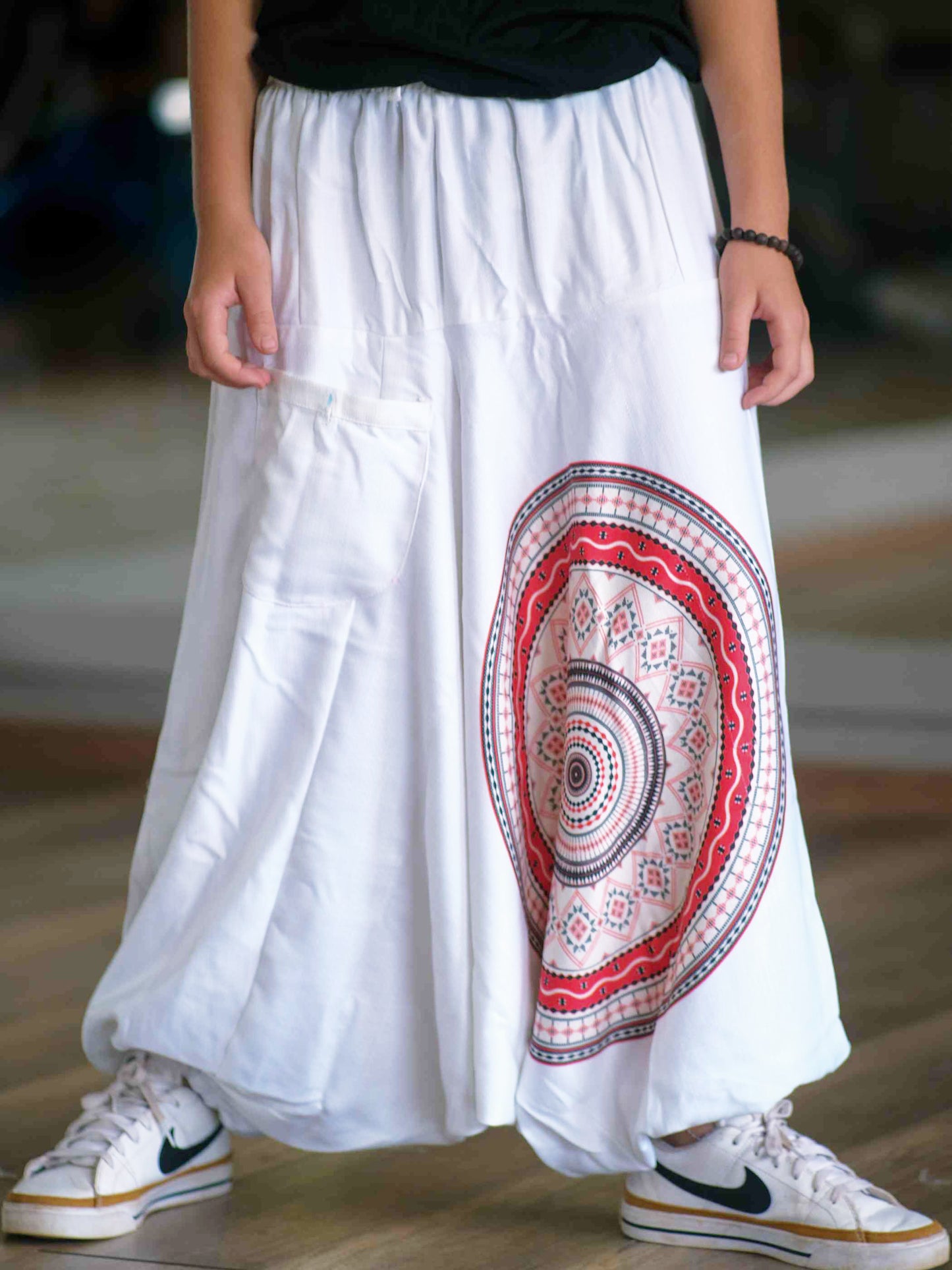 Boy's Kids White Mandala Dhoti Baggy Harem For Dance