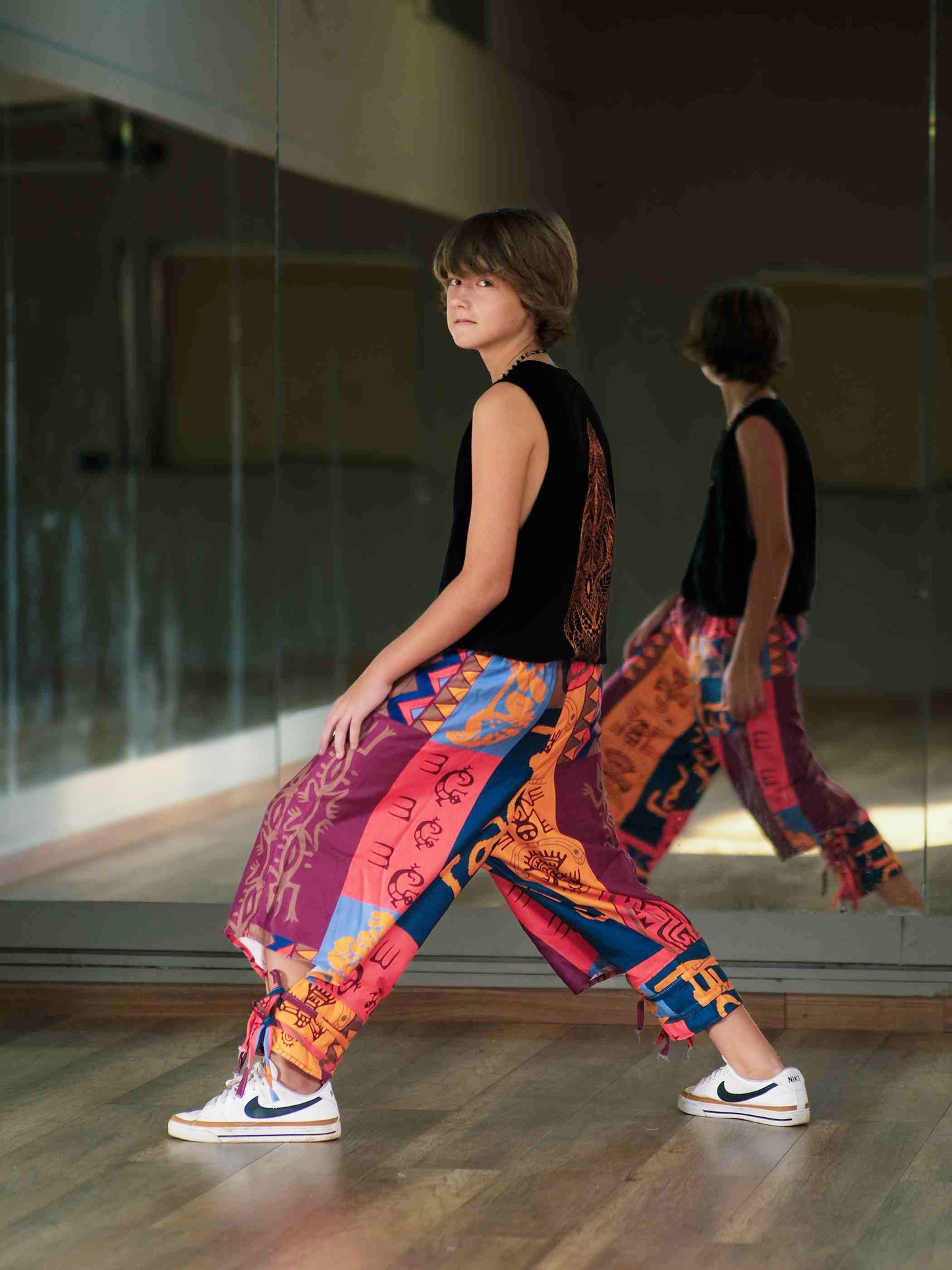 Boy's Kids Flowy Graphic Printed Hippy Harem Pants For Dance