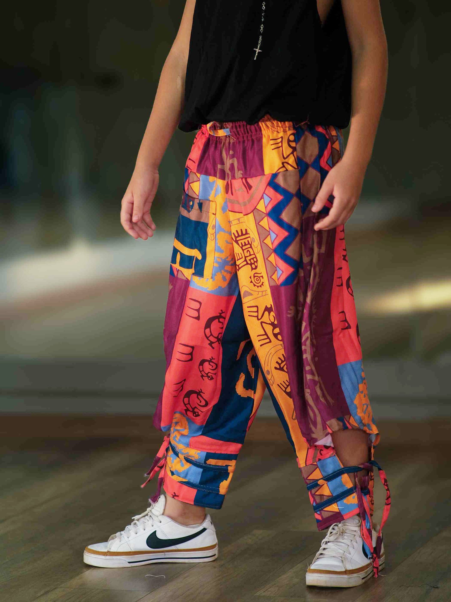 Boy's Kids Flowy Graphic Printed Hippy Harem Pants For Dance