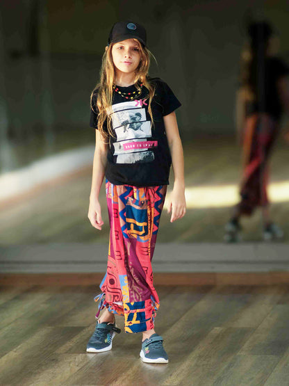 Girl's Kids Flowy Graphic Printed Hippy Harem Pants For Dance
