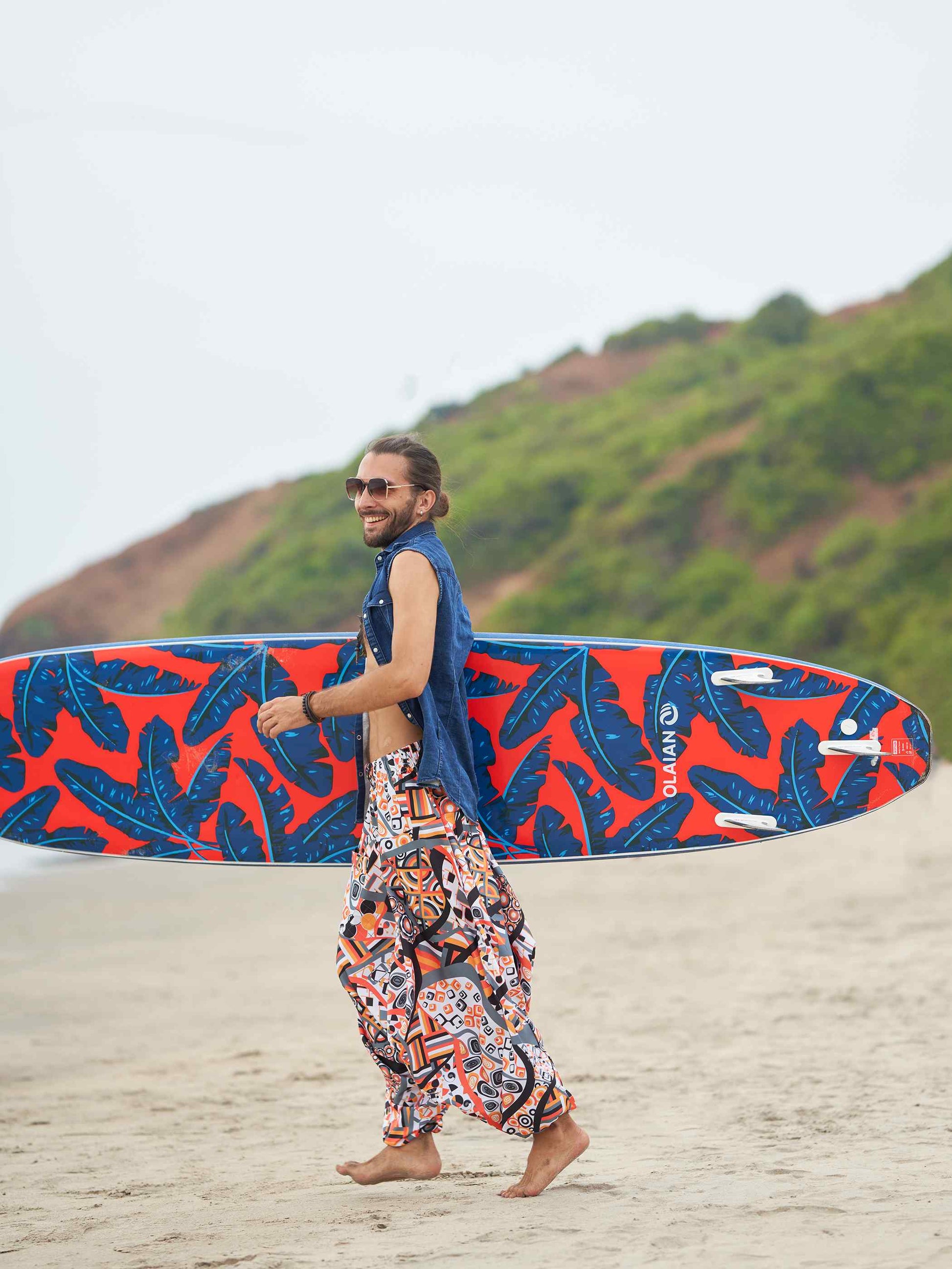 Buy Men's Wide-Open Geometric Dhoti Baggy Harem For Dance Yoga Travel