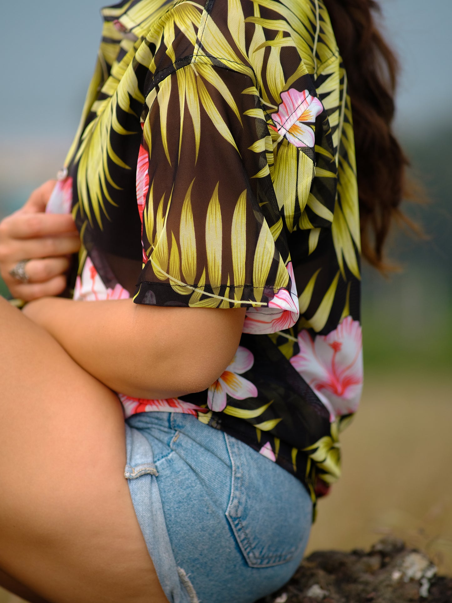 Buy Women's Tropical Floral Travel Pool Oversize Shirt 