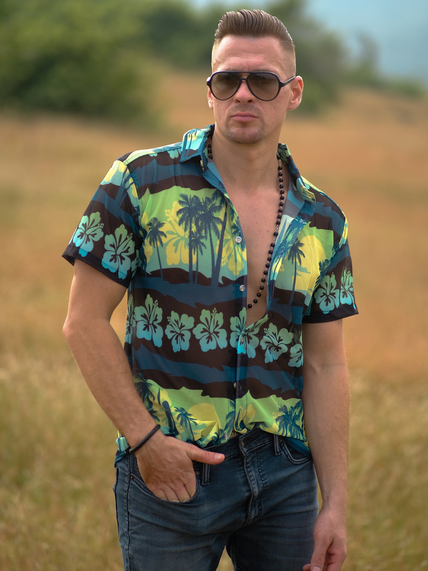 Men's Sunset Serenity Beach Travel Shirt