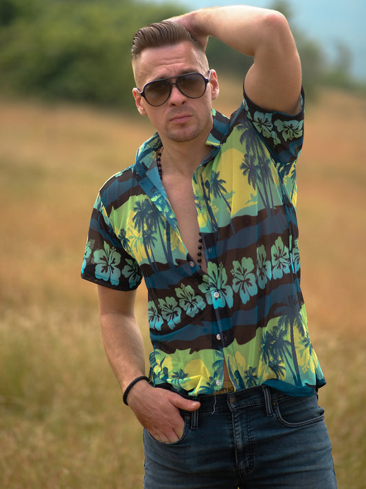 Men's Sunset Serenity Beach Travel Shirt