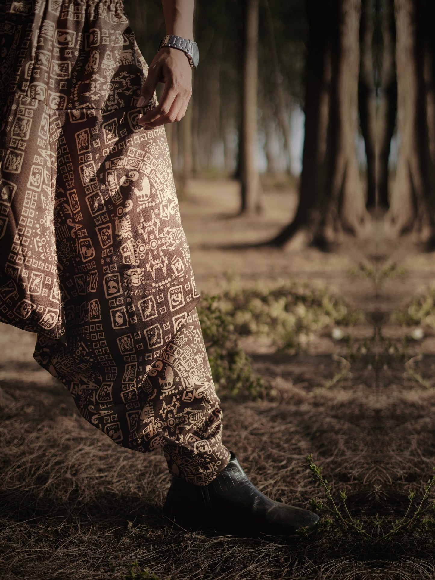 Tribal Brown Printed Harem Pants for Men – Free Size Trousers for Dance, Travel & Yoga