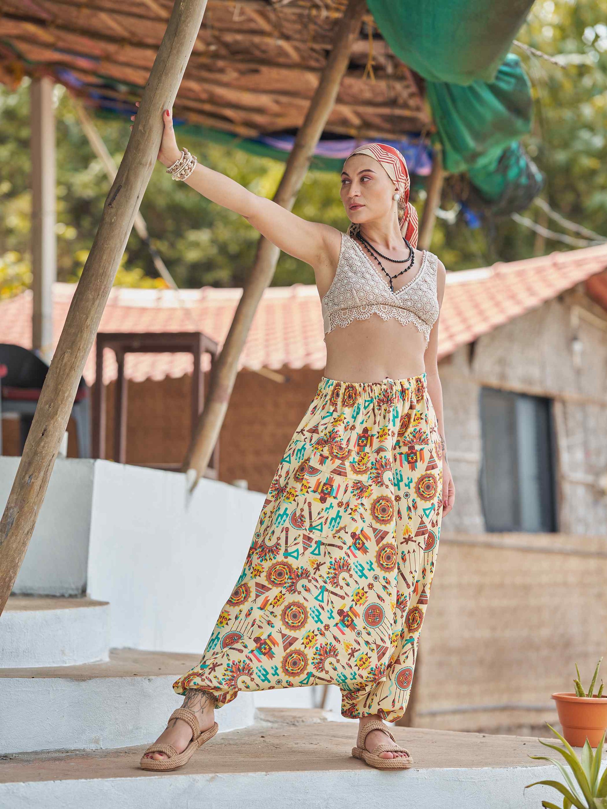 Buy Women's Tribal Genie Baggy Balloon Aladdin Hippy Harem Pants For Dance Yoga